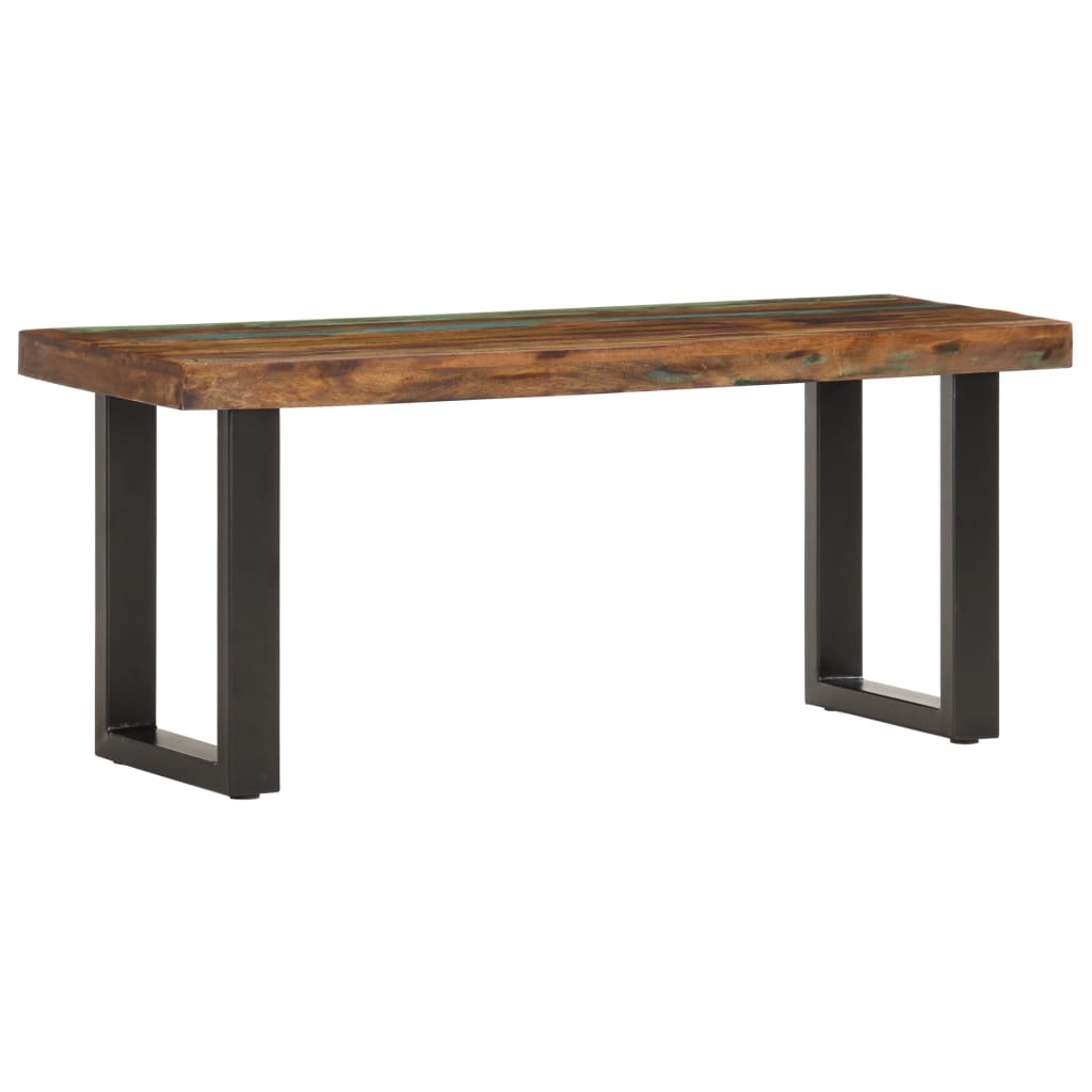 vidaXL Ławka, 110 cm, lite drewno odzyskane i stal