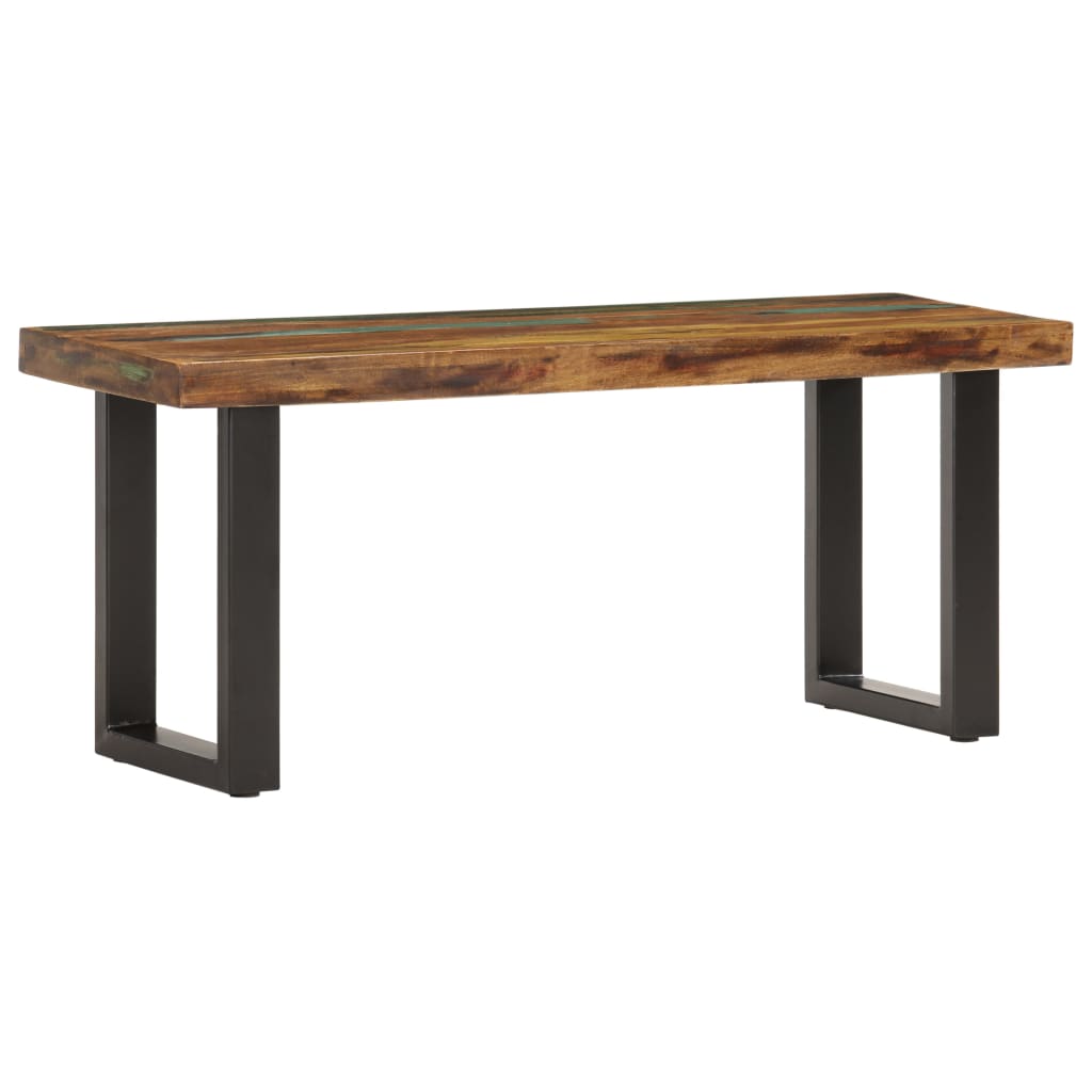 vidaXL Ławka, 110 cm, lite drewno odzyskane i stal