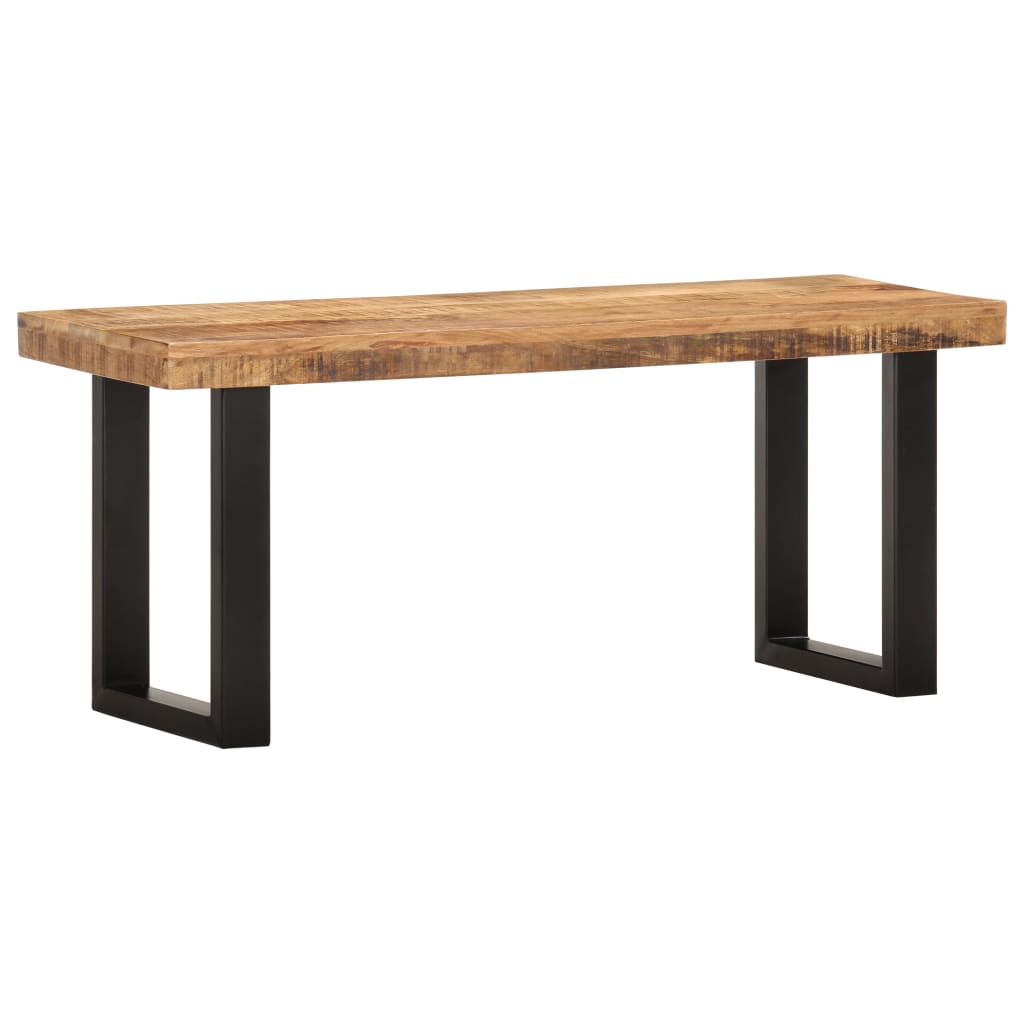 vidaXL Ławka, 110 cm, lite, surowe drewno mango i stal