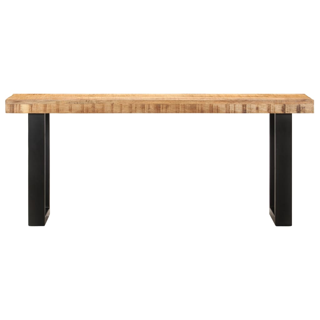 vidaXL Ławka, 110 cm, lite, surowe drewno mango i stal