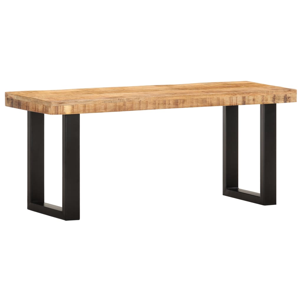 vidaXL Ławka, 110 cm, lite, surowe drewno mango i stal