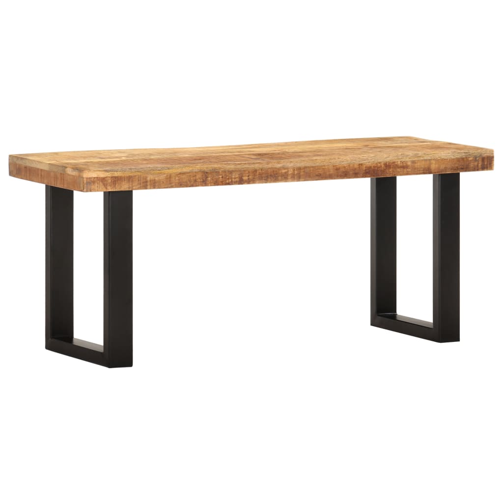 vidaXL Ławka, 110 cm, lite, surowe drewno mango i stal