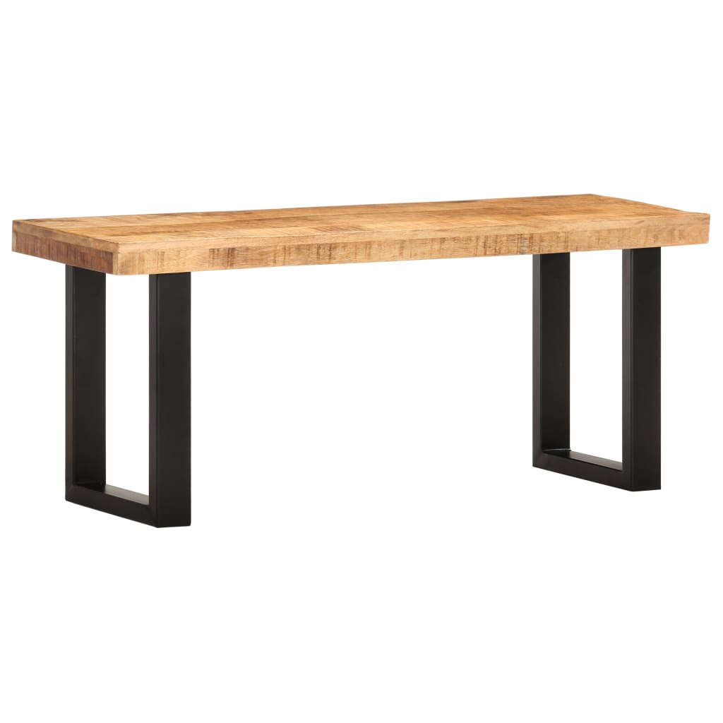 vidaXL Ławka, 110 cm, lite, surowe drewno mango i stal