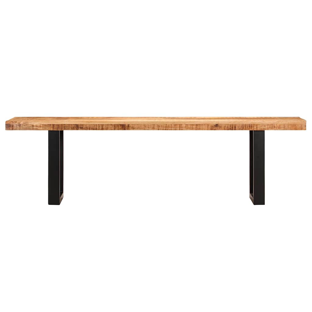 vidaXL Ławka, 160 cm, lite, surowe drewno mango i stal