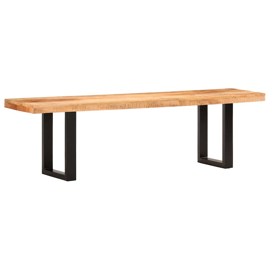 vidaXL Ławka, 160 cm, lite, surowe drewno mango i stal