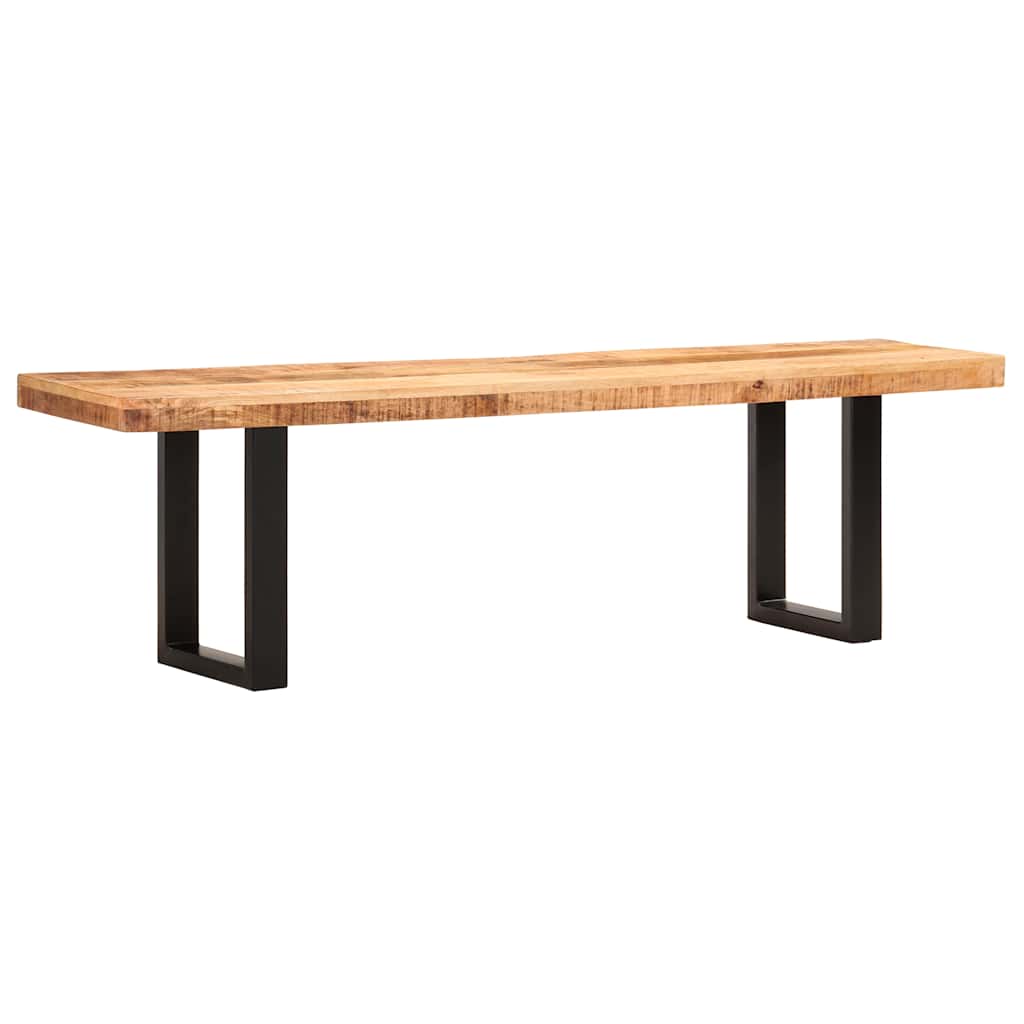 vidaXL Ławka, 160 cm, lite, surowe drewno mango i stal