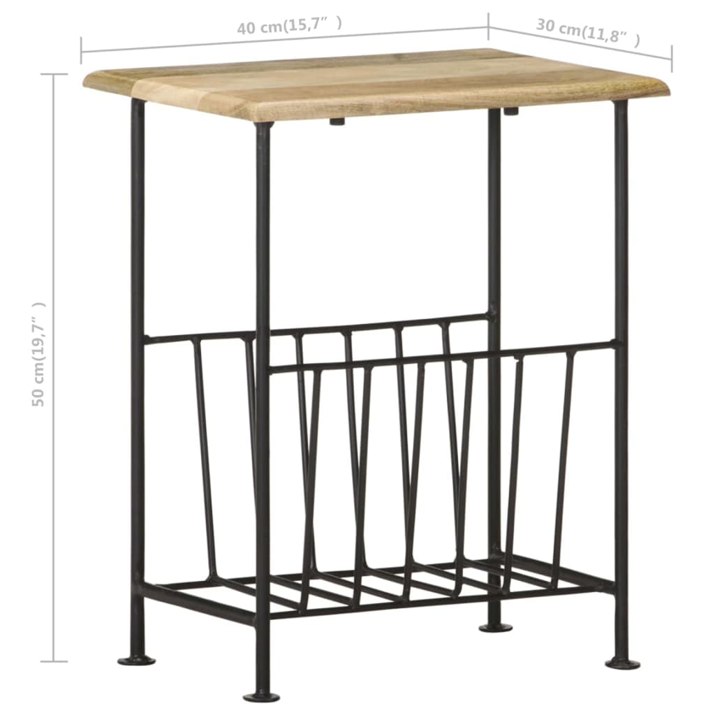 vidaXL Stojak na gazety, 40x30x50 cm, lite drewno mango i stal