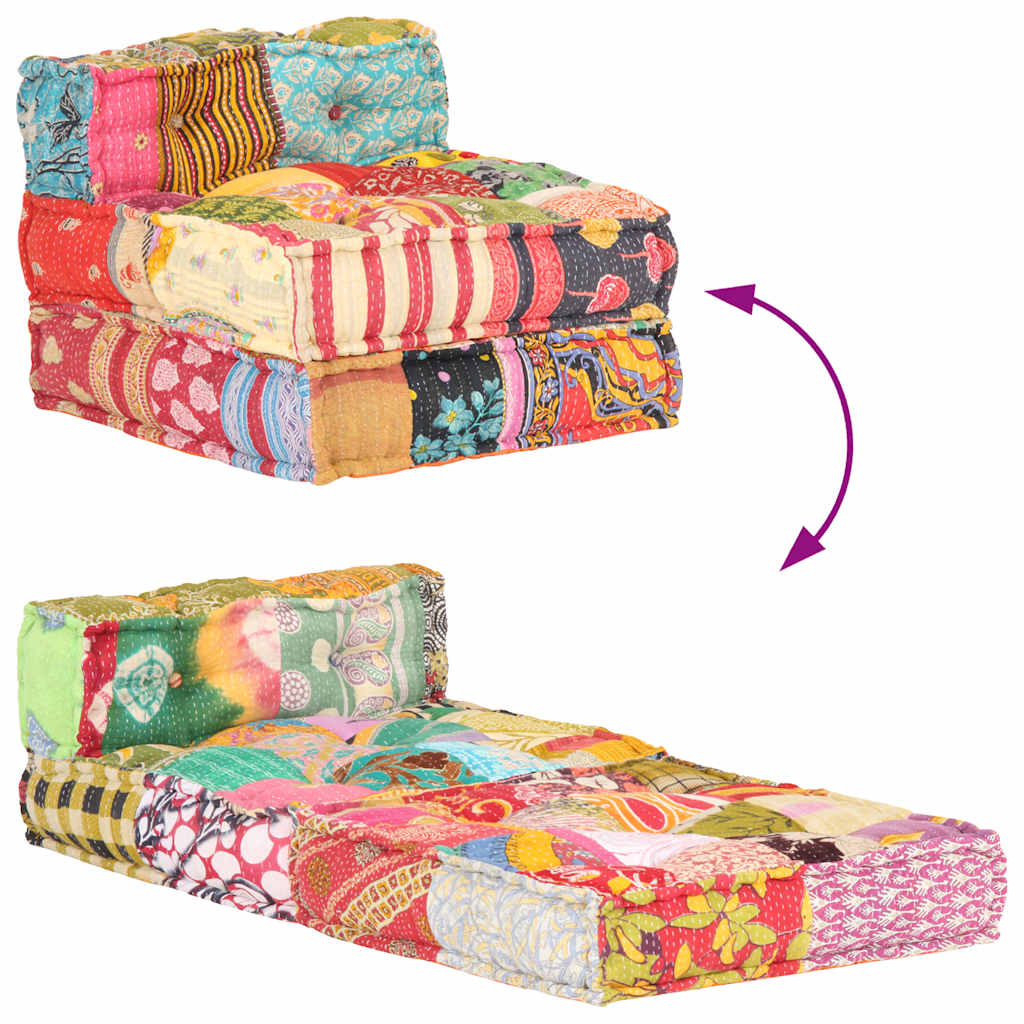 vidaXL Puf modułowy, patchwork, tkanina