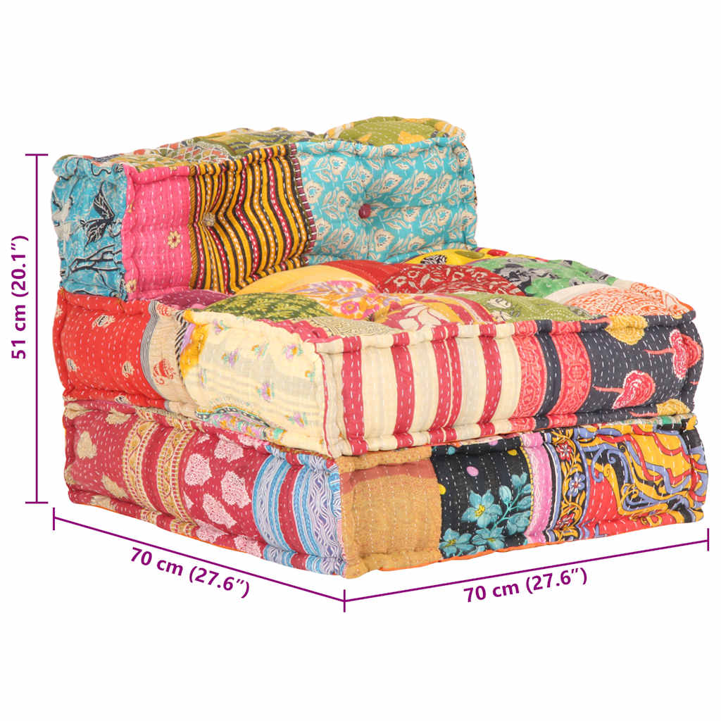 vidaXL Puf modułowy, patchwork, tkanina