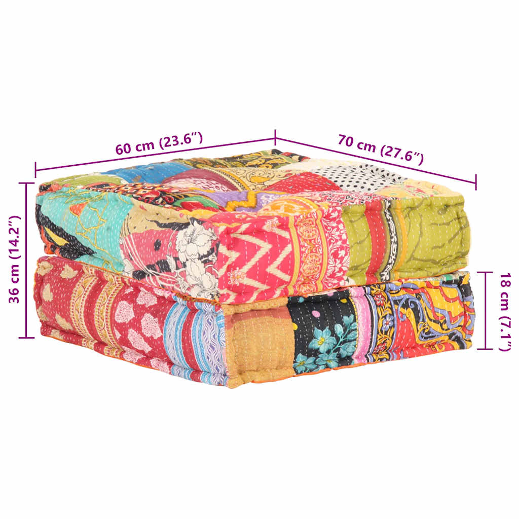 vidaXL Puf, 60x70x36 cm, patchwork, tkanina