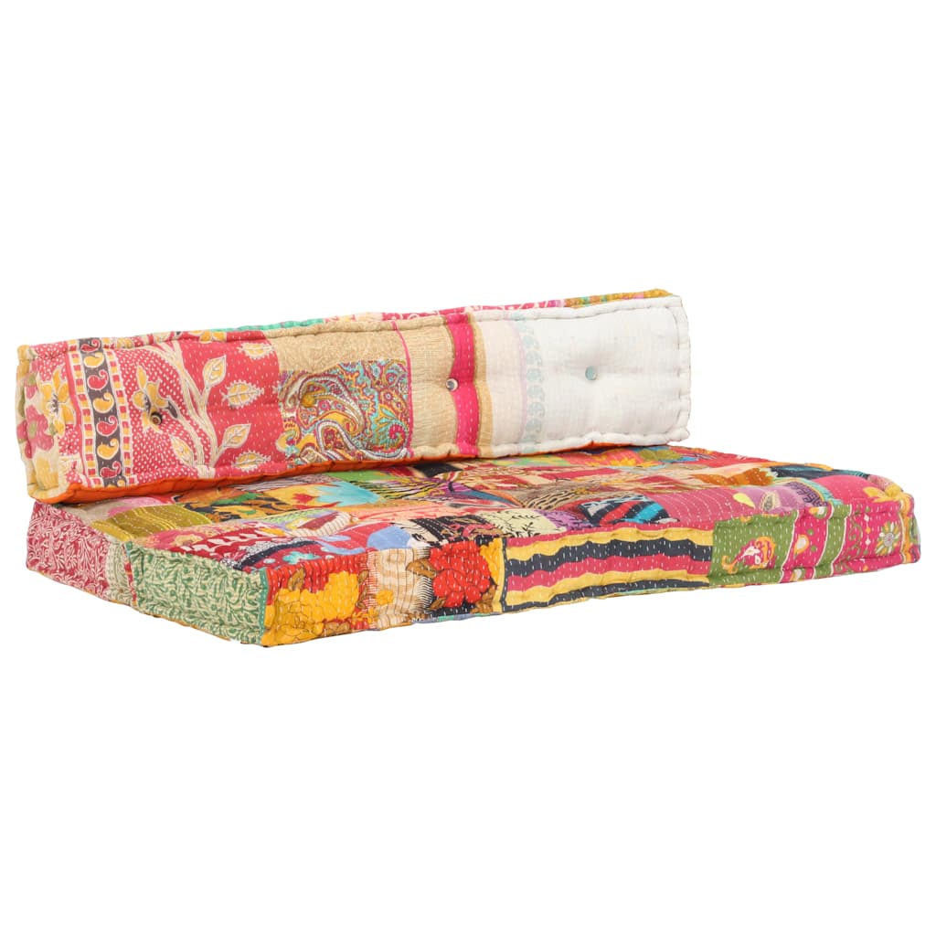 vidaXL Sofa z poduszek na paletę, tkanina, wielokolorowy patchwork