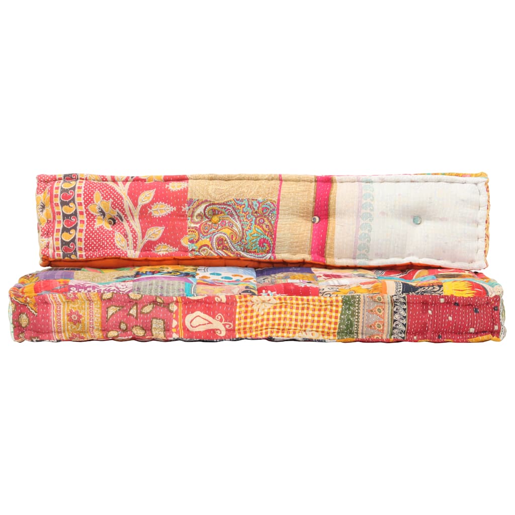 vidaXL Sofa z poduszek na paletę, tkanina, wielokolorowy patchwork