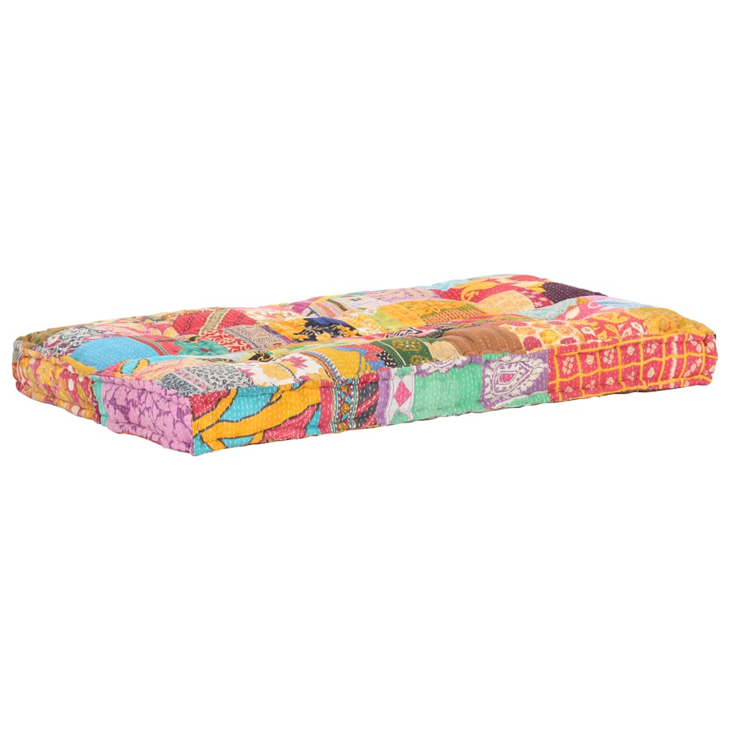 vidaXL Sofa z poduszek na paletę, tkanina, wielokolorowy patchwork