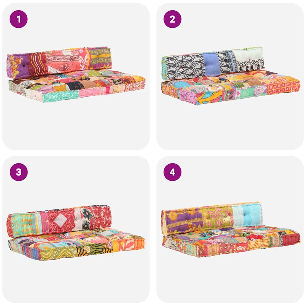 vidaXL Sofa z poduszek na paletę, tkanina, wielokolorowy patchwork