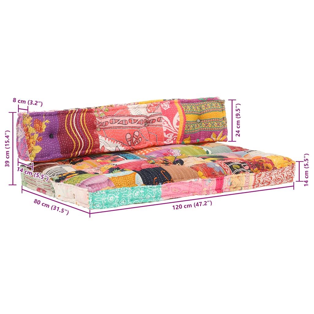vidaXL Sofa z poduszek na paletę, tkanina, wielokolorowy patchwork