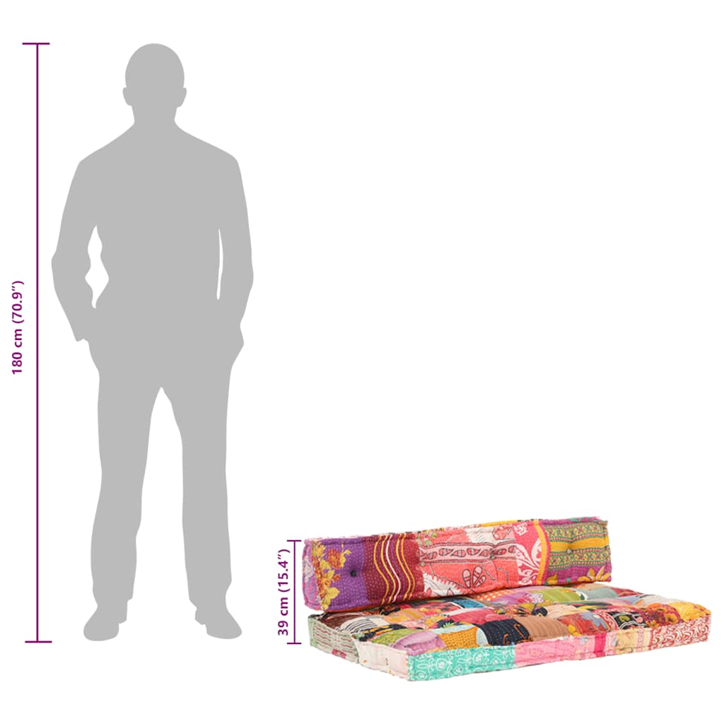 vidaXL Sofa z poduszek na paletę, tkanina, wielokolorowy patchwork
