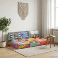 vidaXL Sofa z poduszek na paletę, tkanina, wielokolorowy patchwork