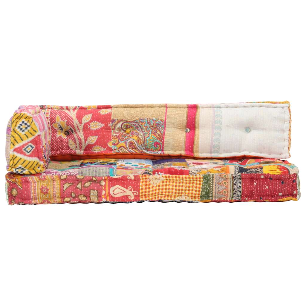 vidaXL Sofa z poduszek na paletę, tkanina, wielokolorowy patchwork
