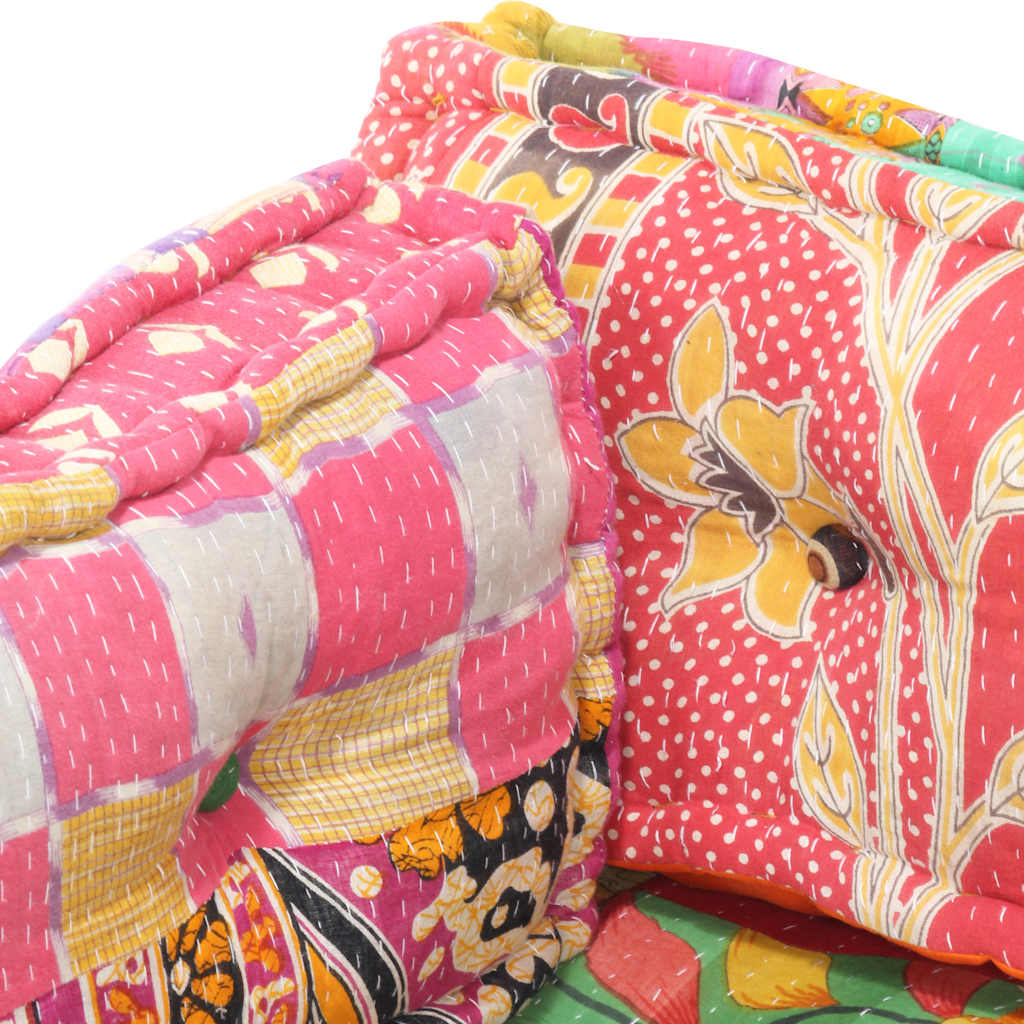 vidaXL Sofa z poduszek na paletę, tkanina, wielokolorowy patchwork