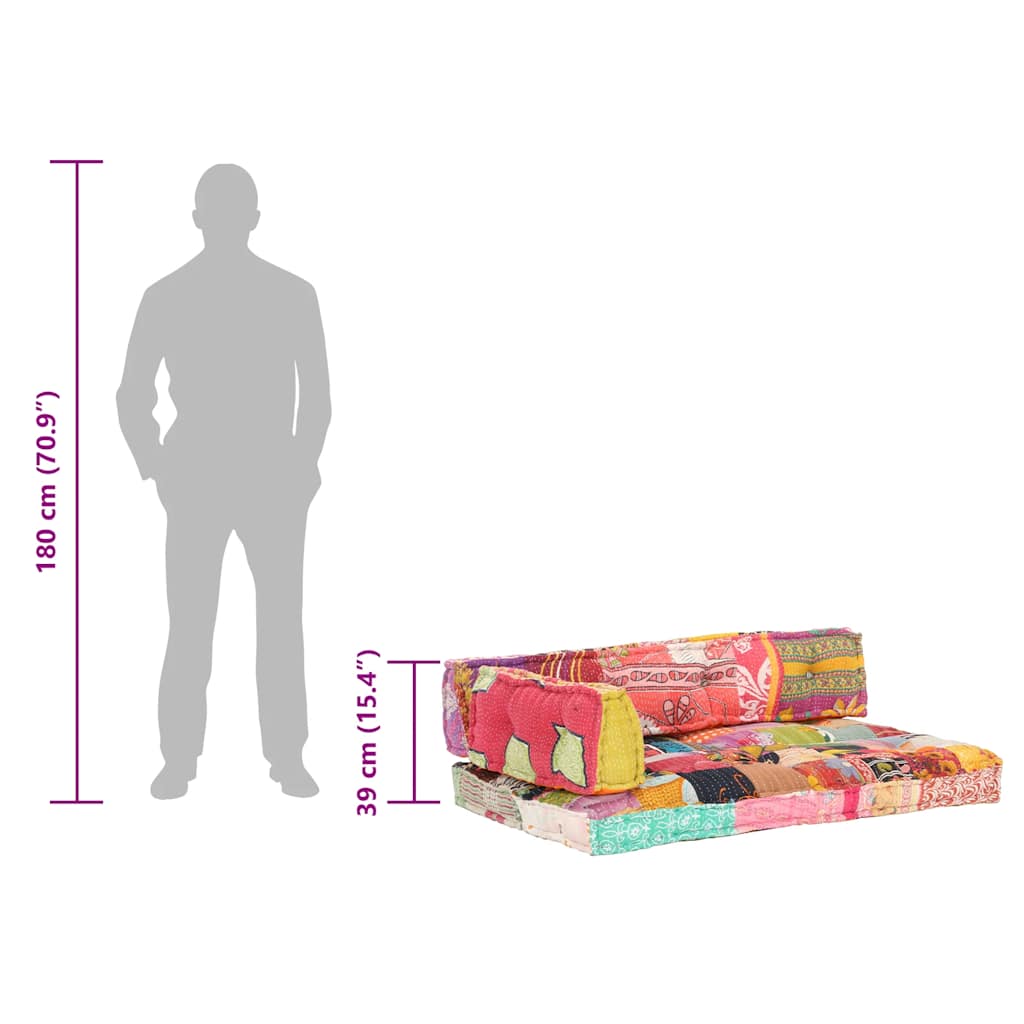 vidaXL Sofa z poduszek na paletę, tkanina, wielokolorowy patchwork