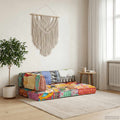 vidaXL Sofa z poduszek na paletę, tkanina, wielokolorowy patchwork