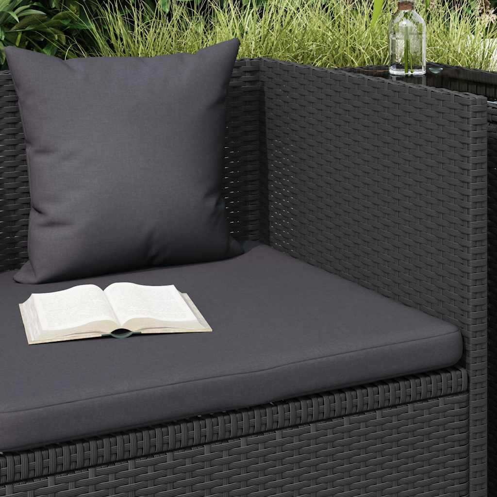 vidaXL Sofa ogrodowa z poduszkami, polirattan, czarna
