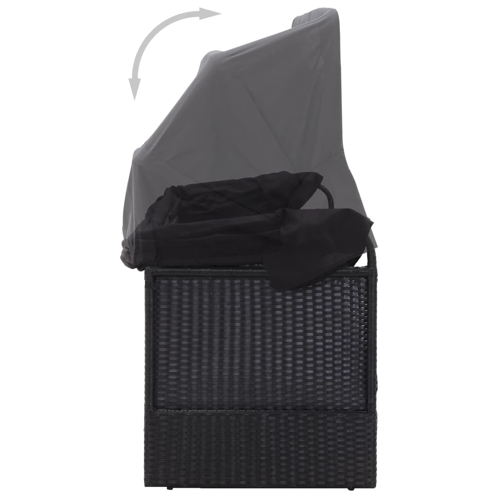 vidaXL Sofa ogrodowa z zadaszeniem, polirattan, czarna