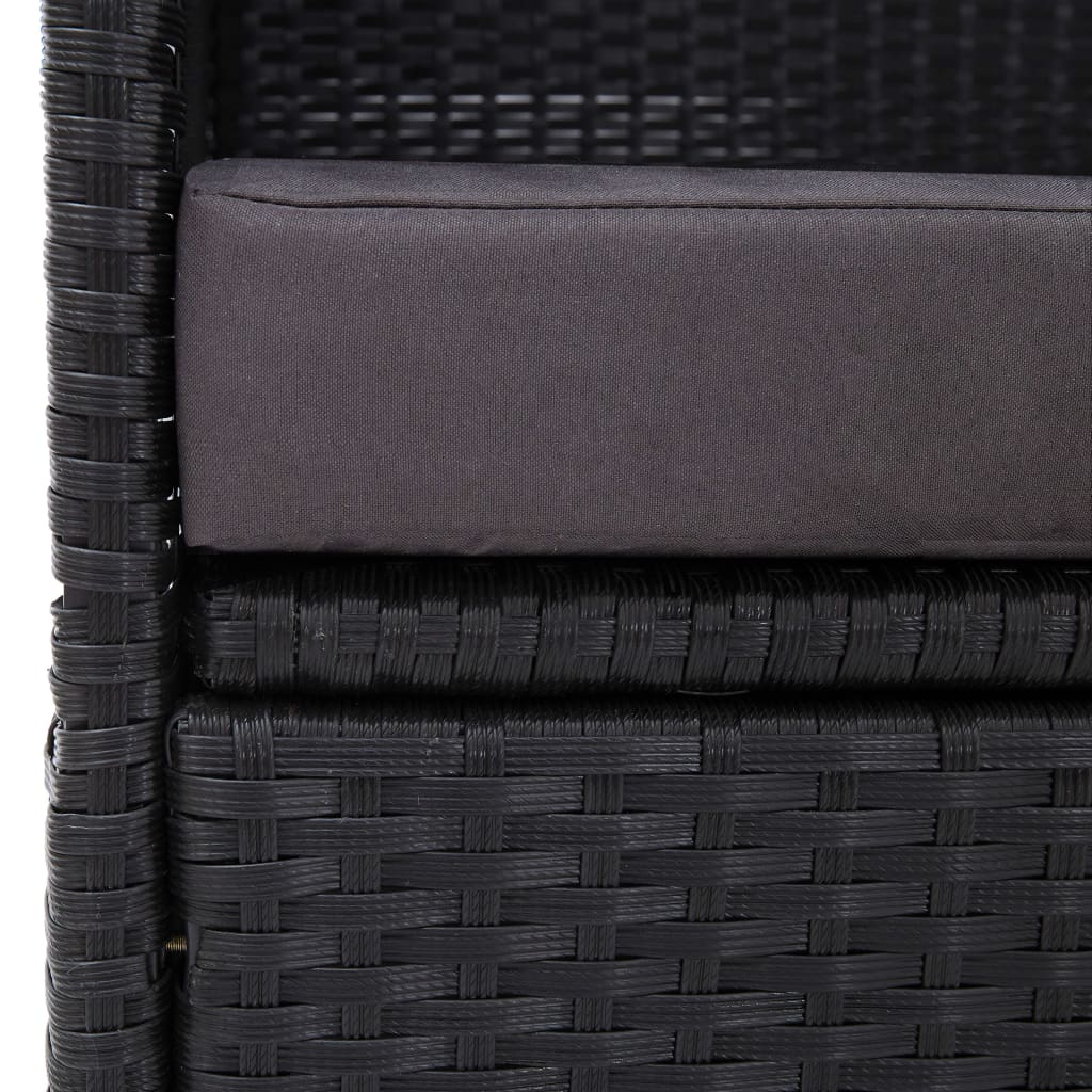 vidaXL Sofa ogrodowa z zadaszeniem, polirattan, czarna