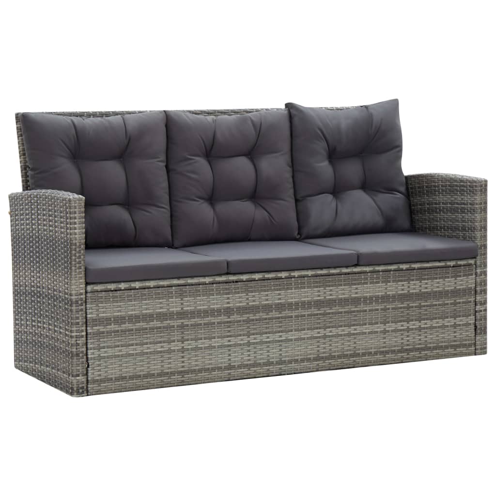 vidaXL 5-cz. zestaw mebli ogrodowych z poduszkami, rattan PE, szary