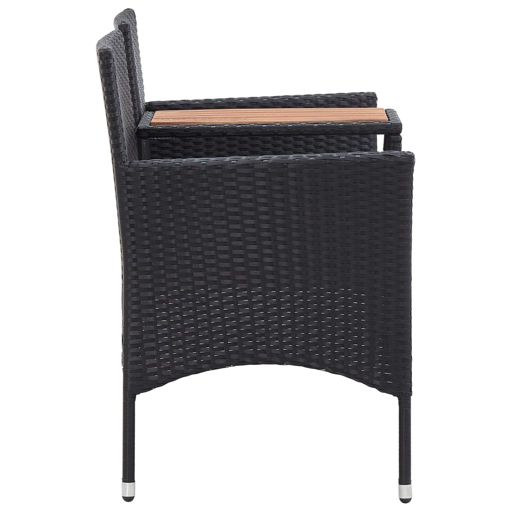 vidaXL Dwuosobowa ławka ogrodowa ze stolikiem 143 cm rattan PE, czarna