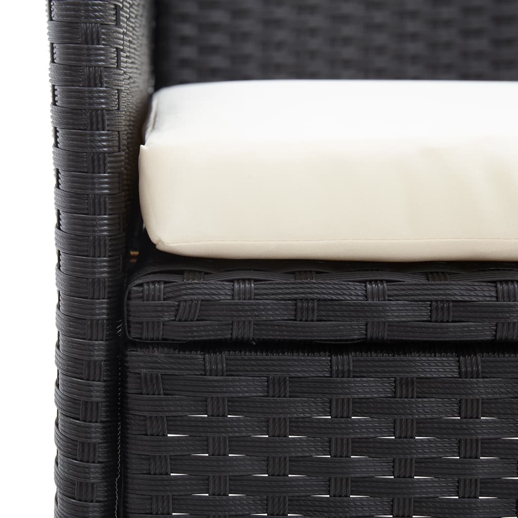 vidaXL Dwuosobowa ławka ogrodowa ze stolikiem 143 cm rattan PE, czarna