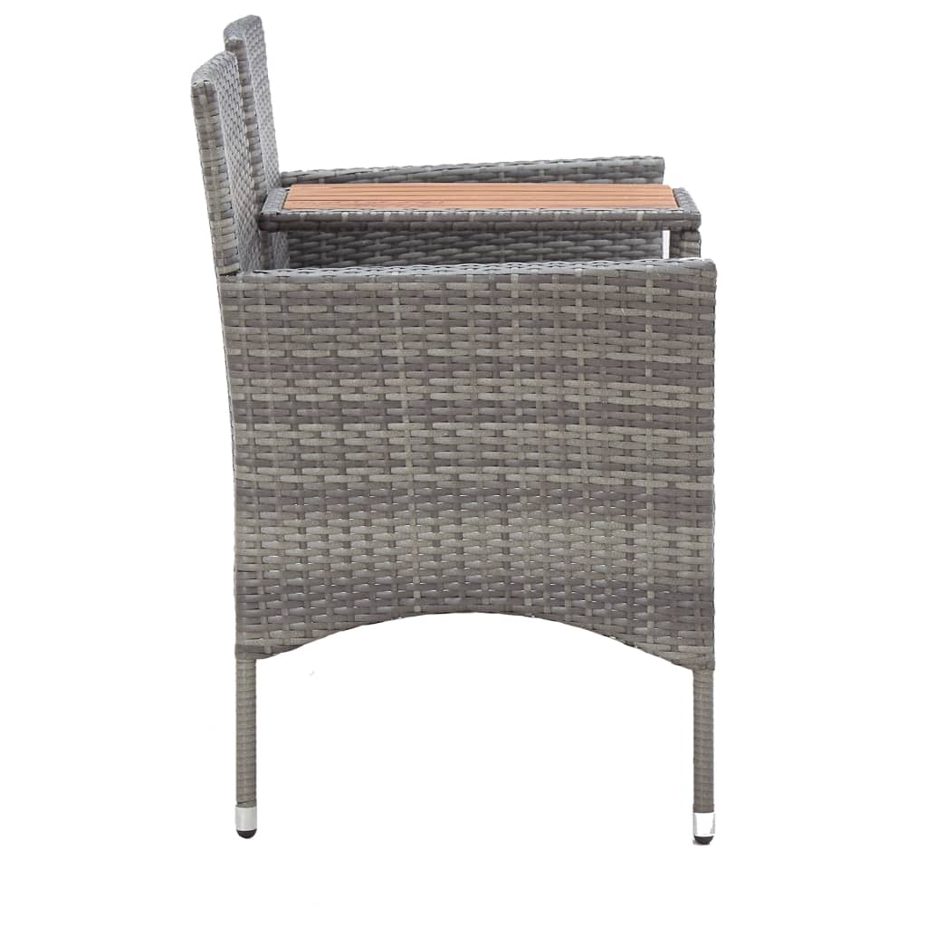 vidaXL 2-osobowa ławka ogrodowa ze stolikiem, 143 cm, rattan PE, szara