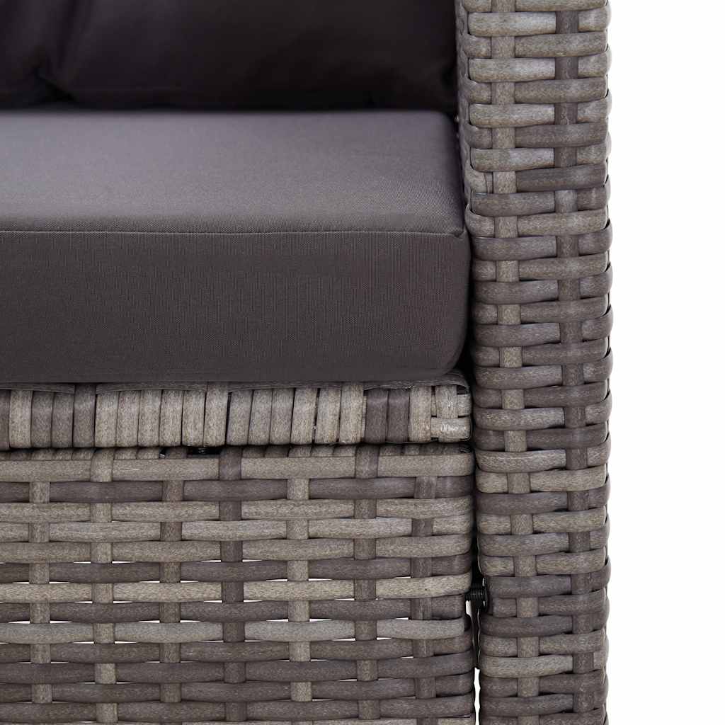 vidaXL 2-osobowa sofa ogrodowa z poduszkami, szara, 124 cm, rattan PE