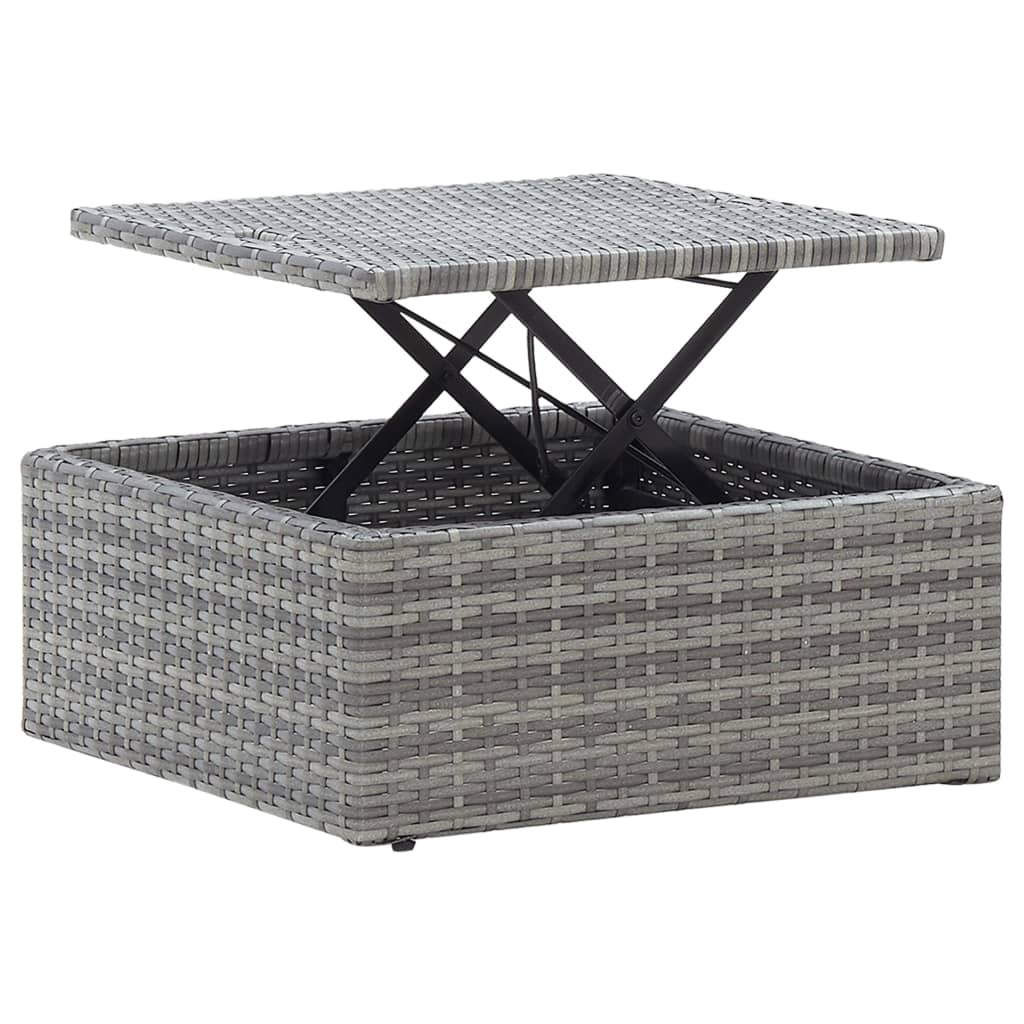 vidaXL Leżanka ogrodowa z daszkiem, szara, rattan PE