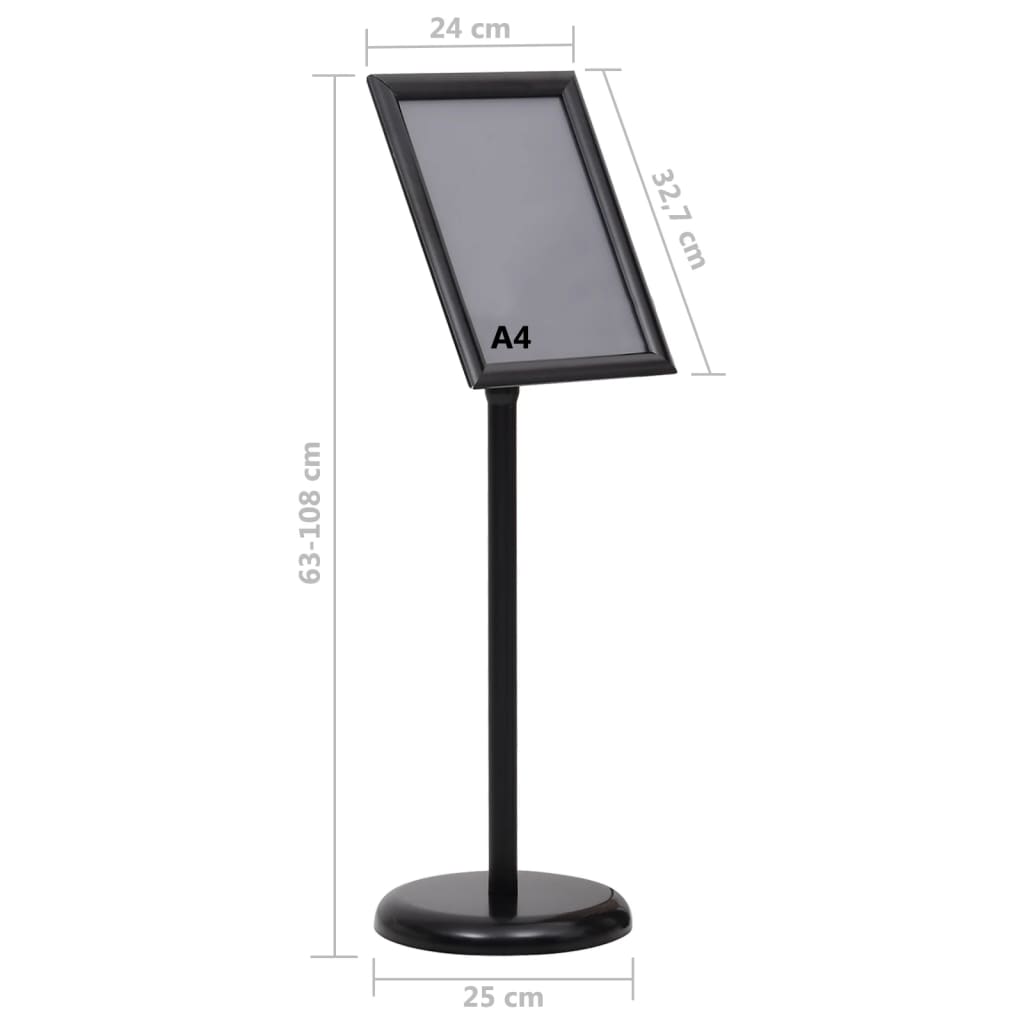 vidaXL Stojak na plakat A4, czarny, stop aluminium