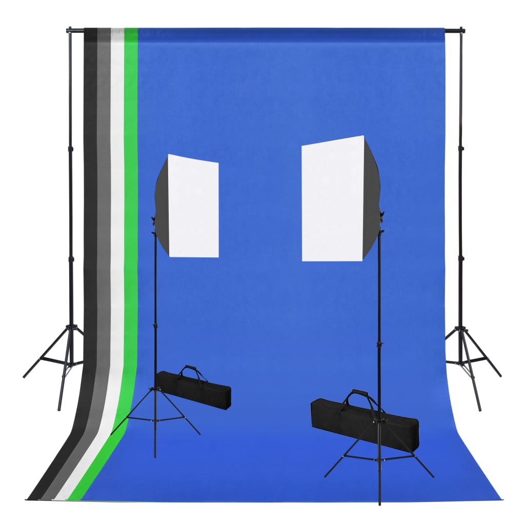 vidaXL Zestaw studyjny z lampami softbox i tłami
