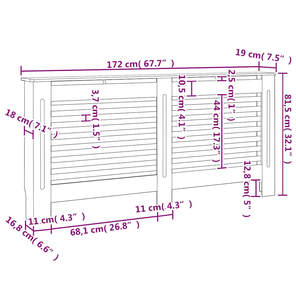vidaXL Osłony na kaloryfer, 2 szt., białe, 172x19x81,5 cm, MDF
