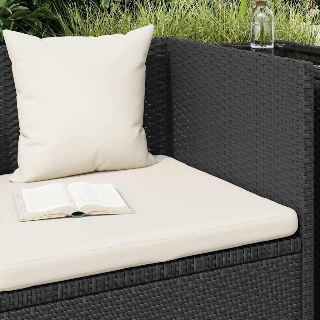 vidaXL Sofa ogrodowa z poduszkami, polirattan, czarna