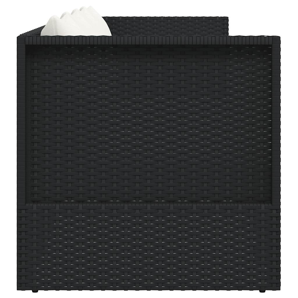 vidaXL Sofa ogrodowa z poduszkami, polirattan, czarna