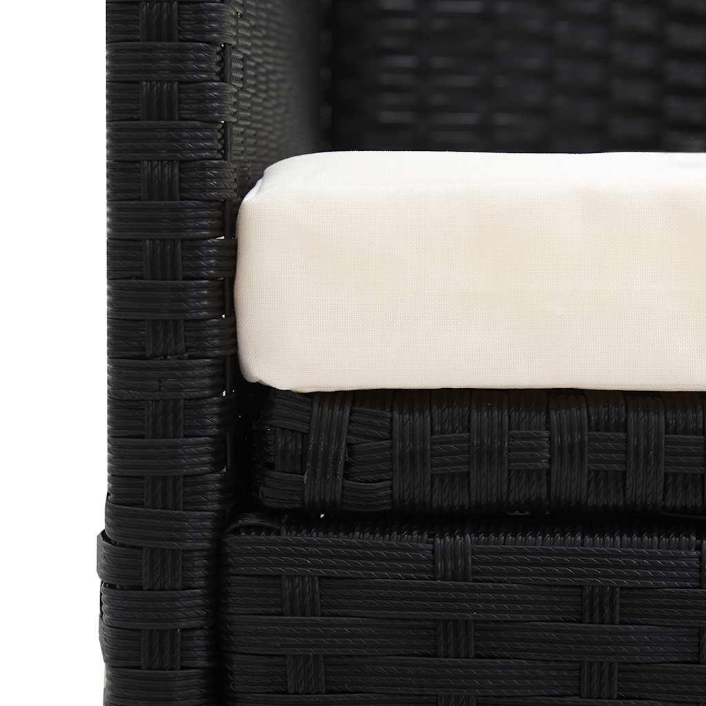 vidaXL Sofa ogrodowa z poduszkami, polirattan, czarna