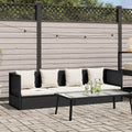 vidaXL Sofa ogrodowa z poduszkami, polirattan, czarna