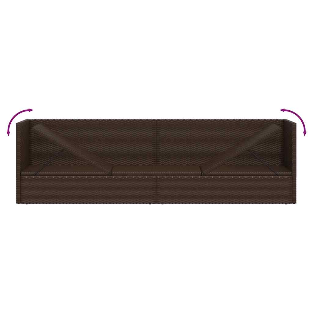 vidaXL Sofa ogrodowa z poduszkami, polirattan, brązowa