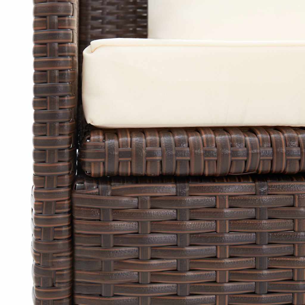 vidaXL Sofa ogrodowa z poduszkami, polirattan, brązowa