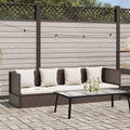 vidaXL Sofa ogrodowa z poduszkami, polirattan, brązowa