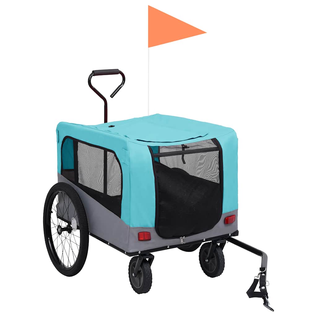 vidaXL Przyczepka rowerowa dla zwierząt/do biegania, niebiesko-szara