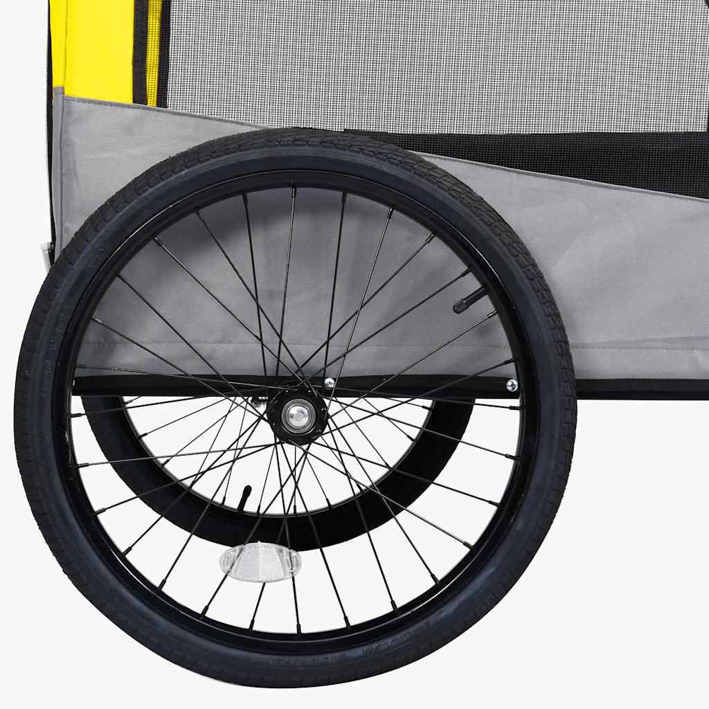 vidaXL Przyczepka rowerowa dla zwierząt/do biegania 2-w-1, żółto-szara