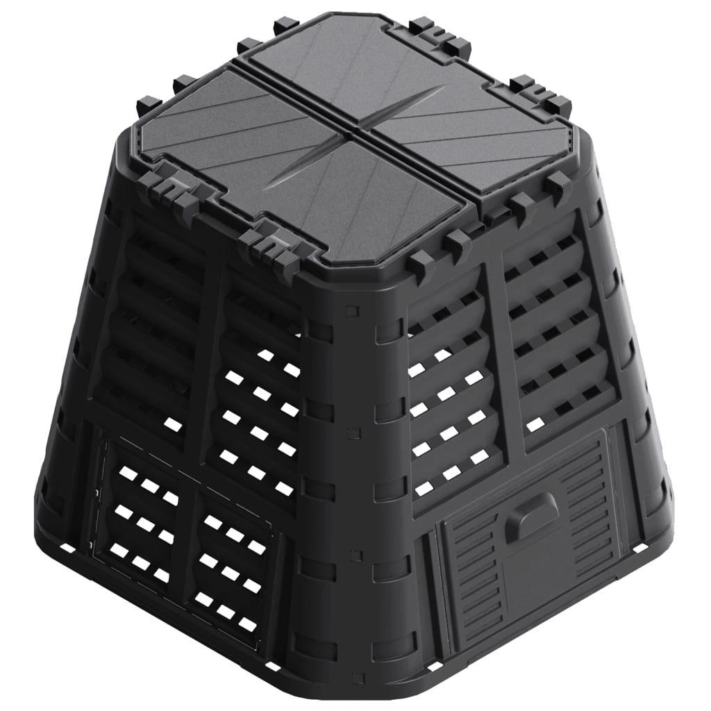 vidaXL Kompostownik ogrodowy, czarny, 93,3x93,3x80 cm, 480 L