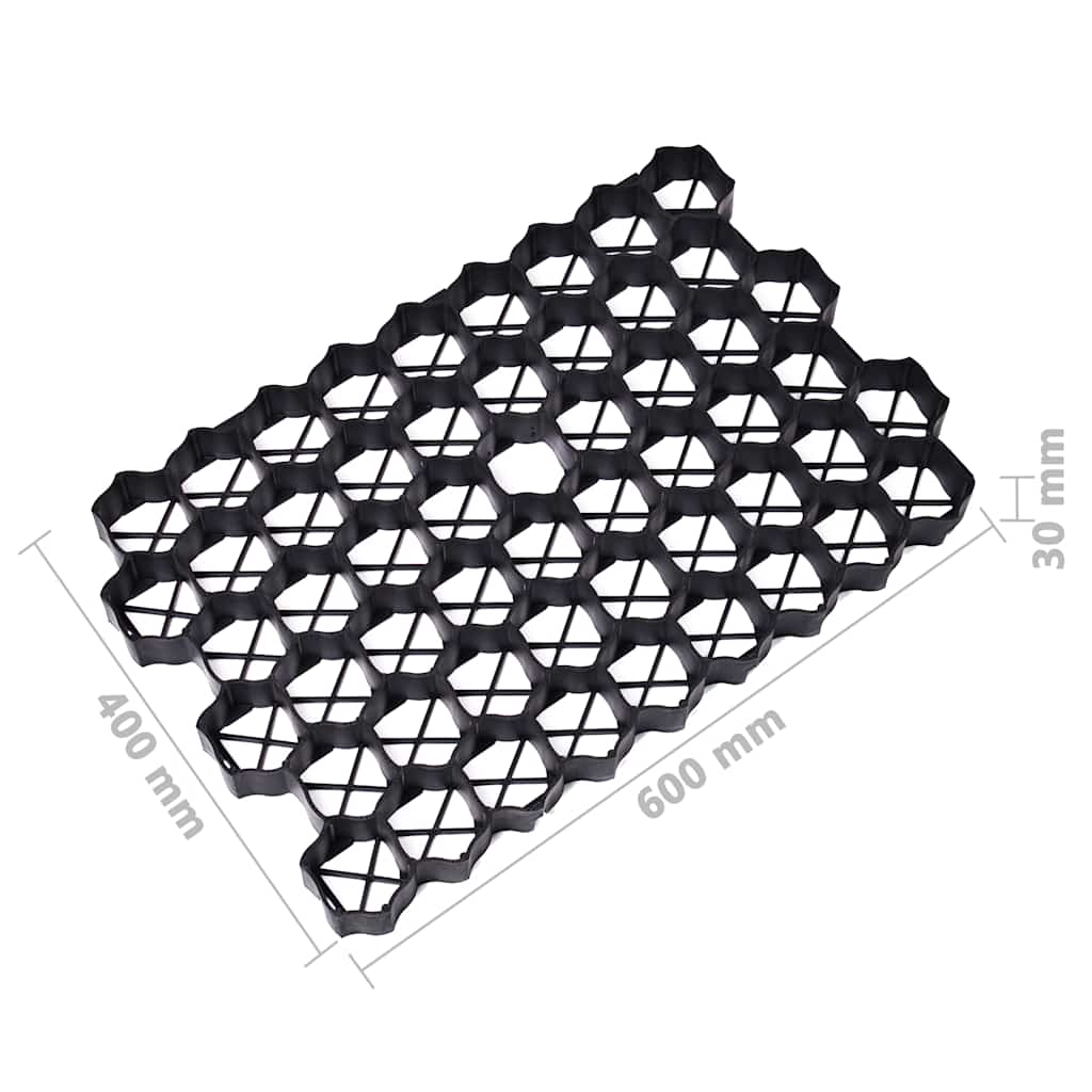 vidaXL Kratki trawnikowe, 16 szt., czarne, 60x40x3 cm, plastik