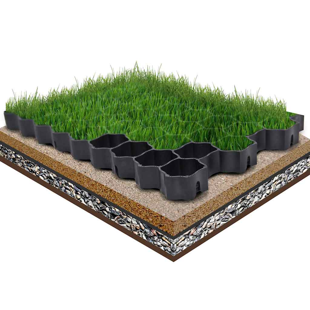 vidaXL Kratki trawnikowe, 16 szt., czarne, 60x40x3 cm, plastik
