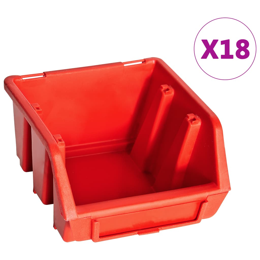 vidaXL 32-częściowy organizer na panelach ściennych, czerwono-czarny